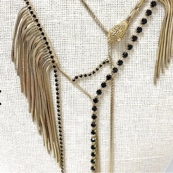 Iosselliani Italian Gold Tone Necklace Avant-garde Drop - Picture 3 of 7